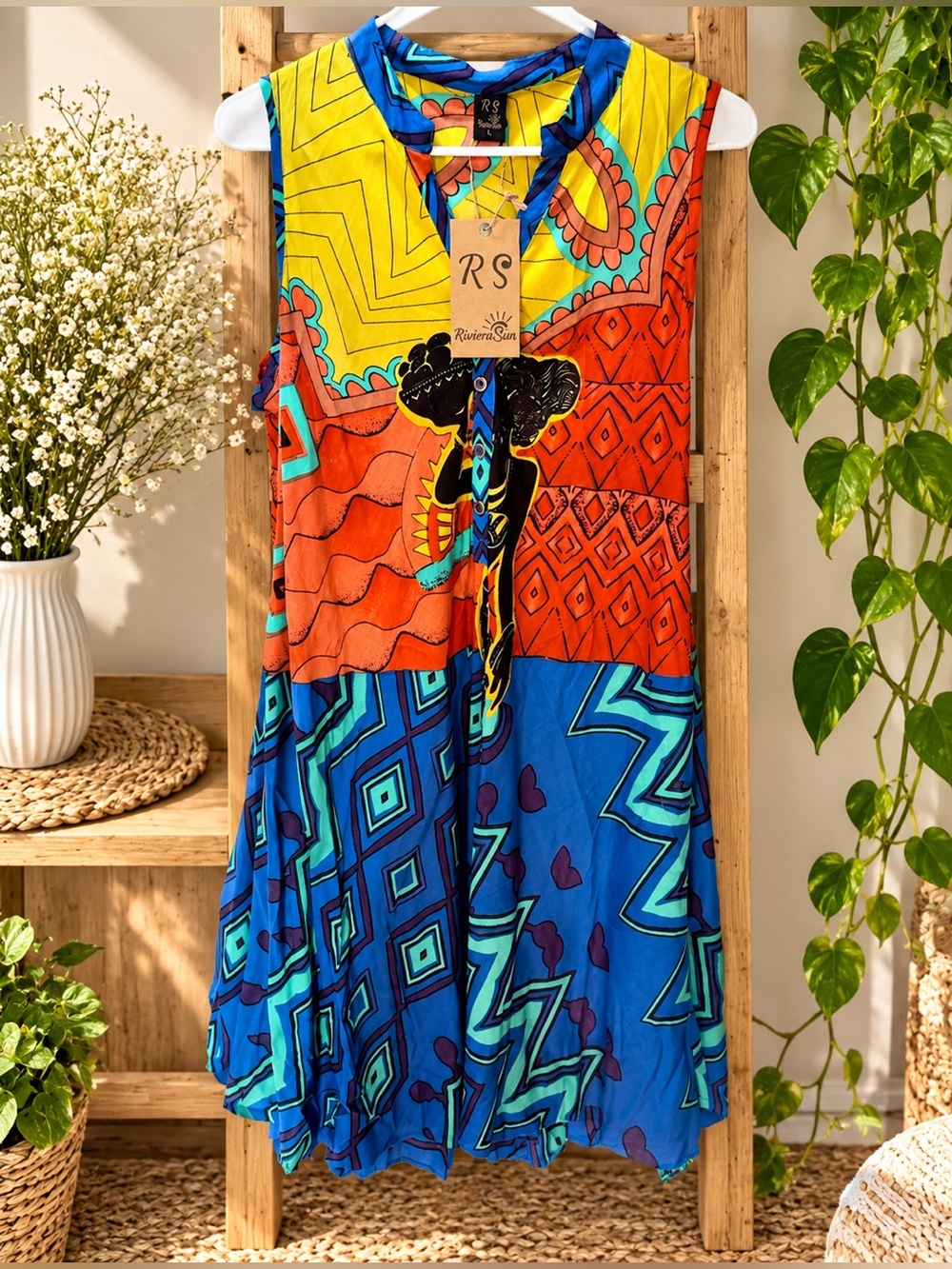 Riviera Sun Colorful Maxi Dress – Women’s Size L, New With Tags 🌈👗